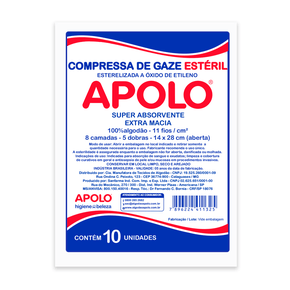 Compressa Gaze Esteril Apolo 11 Fios (Envelope com 10 unidades)
