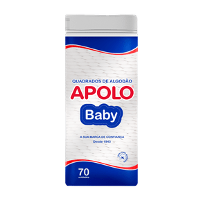 Quadrado de Algodão Baby Apolo 70 unidades c/ ziplock